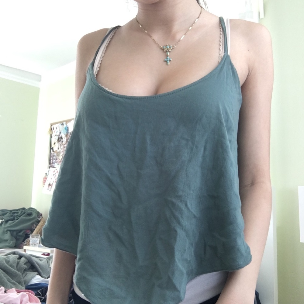 Brandy Melville army green flowy tank top